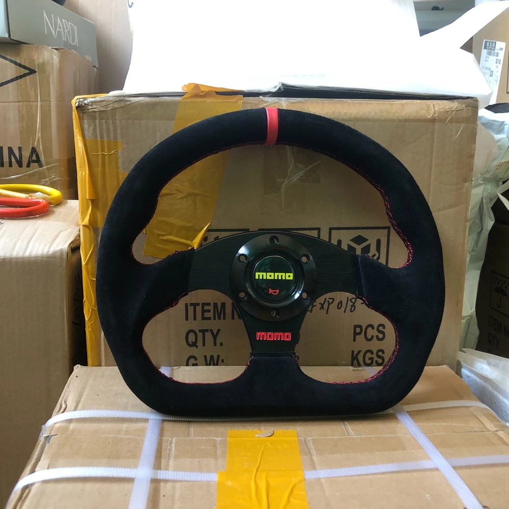 

Flat Drift Universal D 13Inch Racing MOMO Steering Wheel Car JDM Suede Steering Wheel Volantes For VW HONDA TOYOTA BMW Nissan