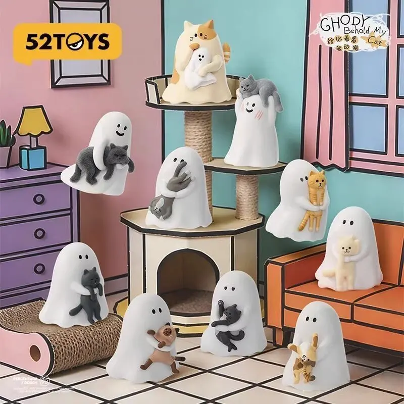 Spot Goods Mini Ghost Cat Blind Box Figure Luminous Toy Desktop Ornament Cute Doll Home Decoration Holiday Birthday Gift