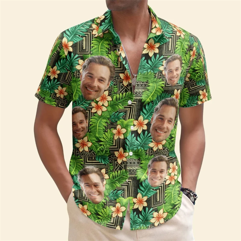 Fun Unisex Hawaiian Shirts Custom Funny 3d Diy Print Button Shirts Short Sleeves Sleeves Hawaii Shirt Tops Oversized Size 6xl