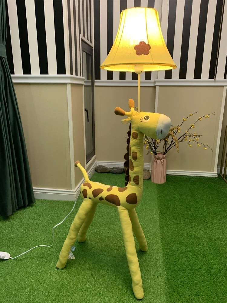 

Creative cartoon animal floor lamp kids room cute bedroom girl bedside fabric table lamp giraffe