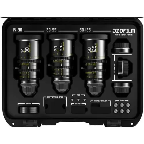 DZOFILM Pictor T2.8 Super35 Parfocal Zoom Cine Lens 14-30mm 22-55mm 50-125mm Kit with Hard Case for PL and EF Mount