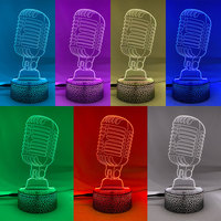 Music fan microphone creative 3D led illusion lamp novelty table lamp LED decorative night light children's lamp desk cool gift