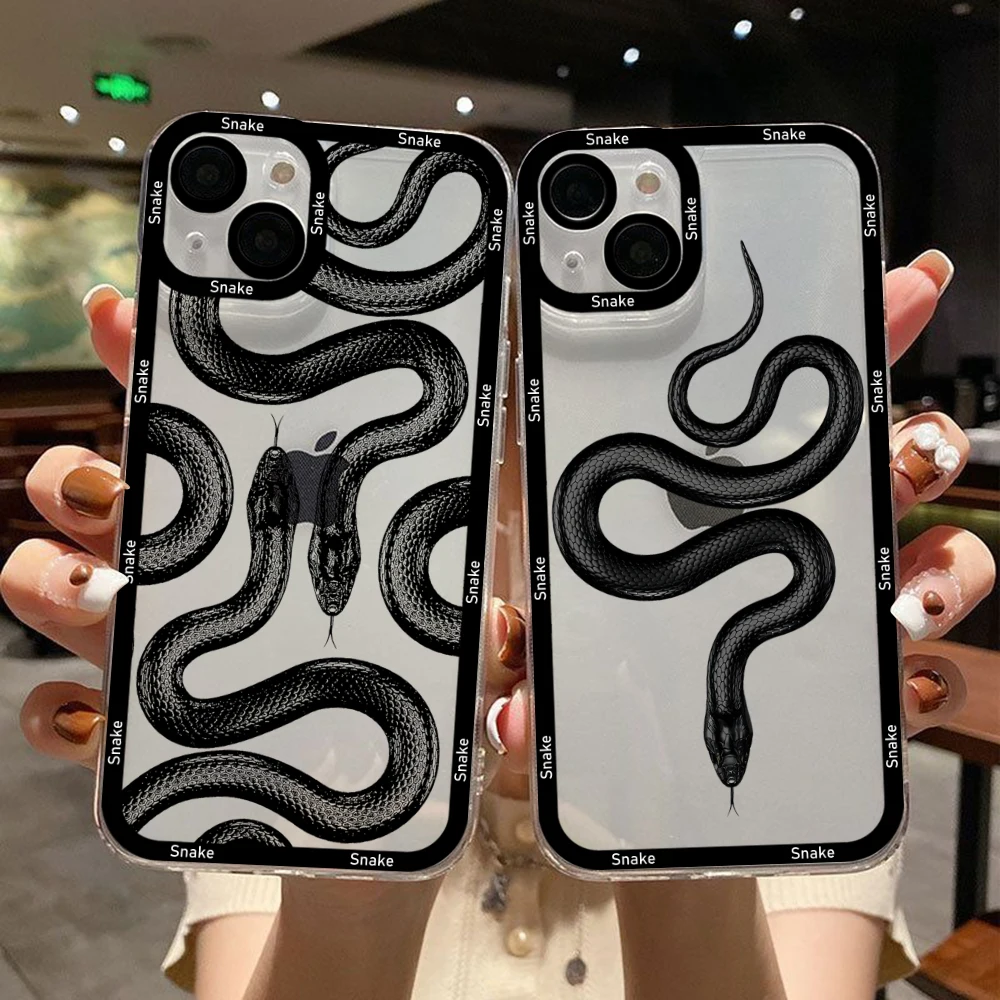 Luxury Snake Black Mamba Phone Case For Samsung S24 S23 S22 S21 S20 S10 FE Note20 Note10 Plus Ultra Lite 5G Clear Soft TPU Cover