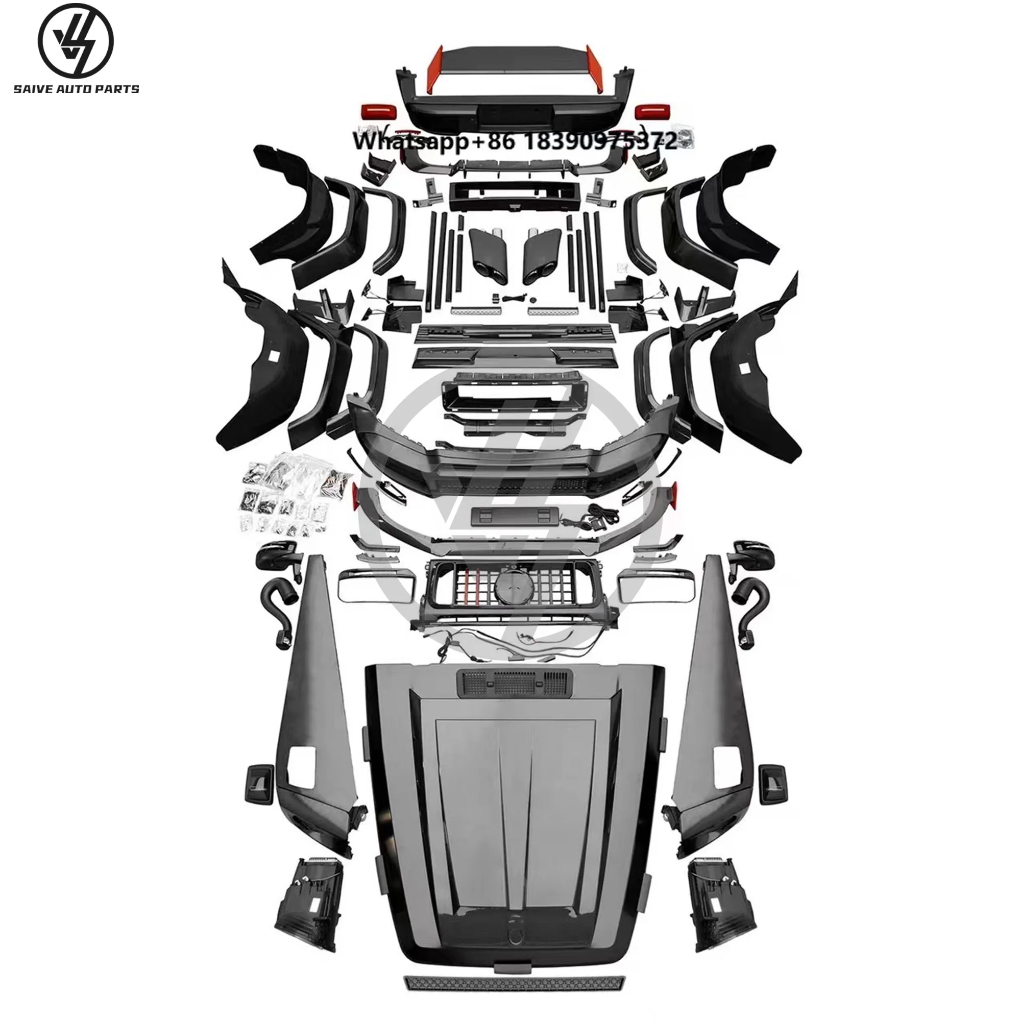 New W463 G500 G63 W463A R Style PP+Dry Carbon Glossy Twill Weave Body Kit for G-Class (W463) 1993-2018 Accurate 1:1 Fitment Car