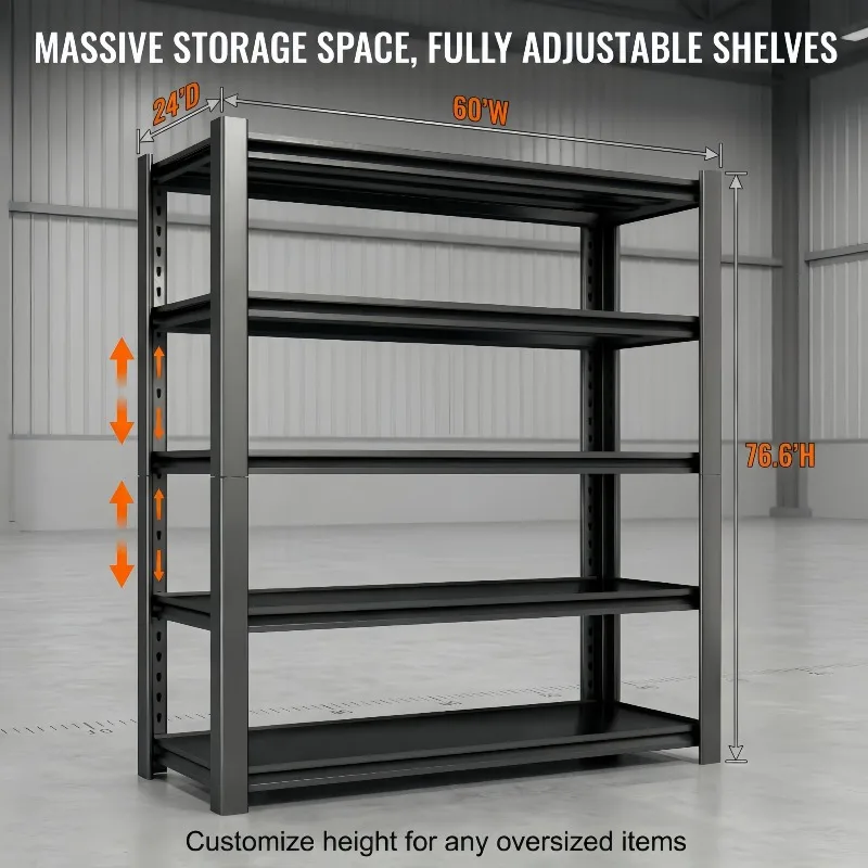 heavy duty shelving,5-Tier Adjustable Shelving Units and storagefor Garage
