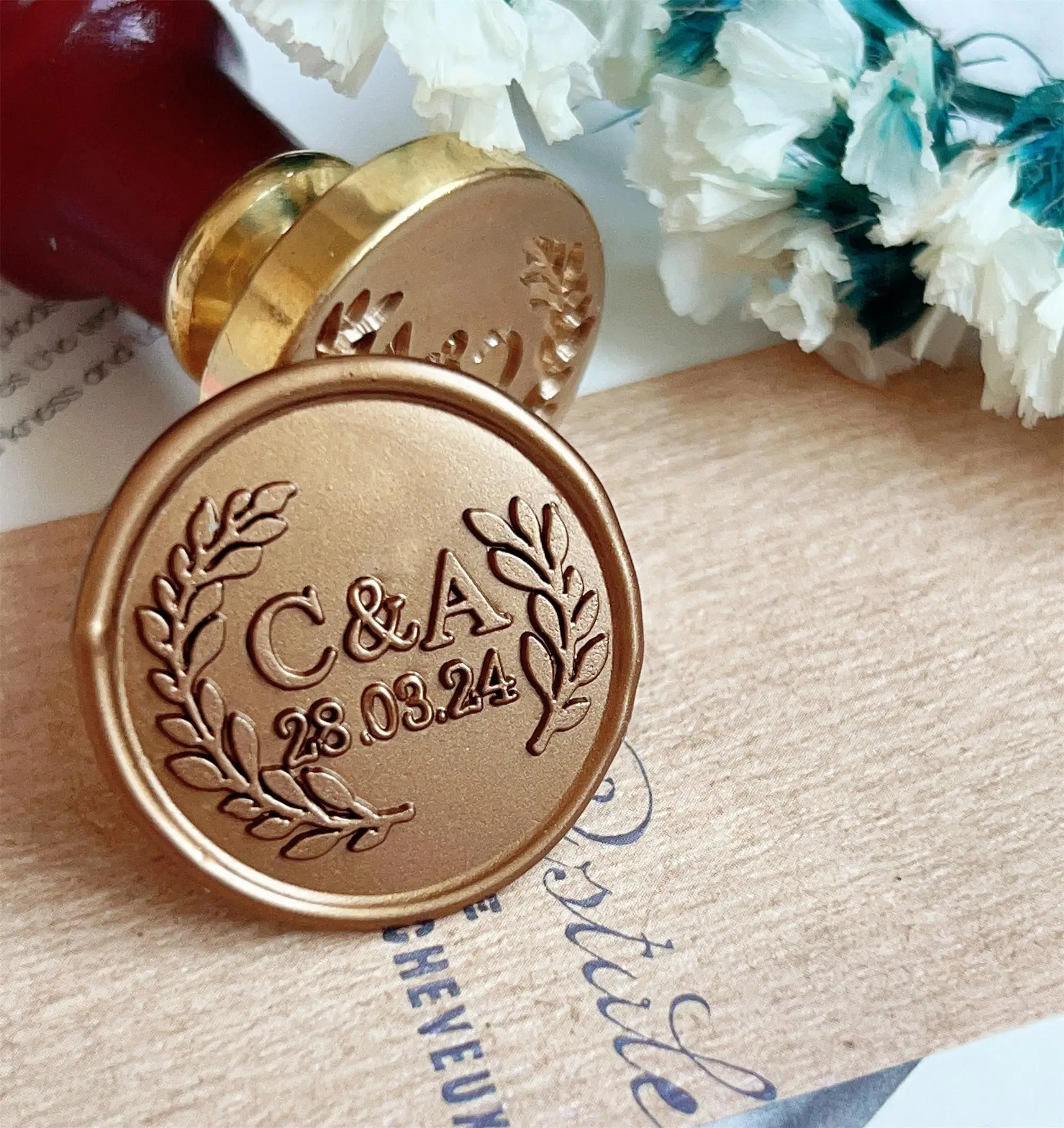 Personalized Wedding Wax Seal Stamp with 2 Initials,Custom Wedding Sealing Wax Stamp Invitation Seal Stamp.Initials Wax Seal