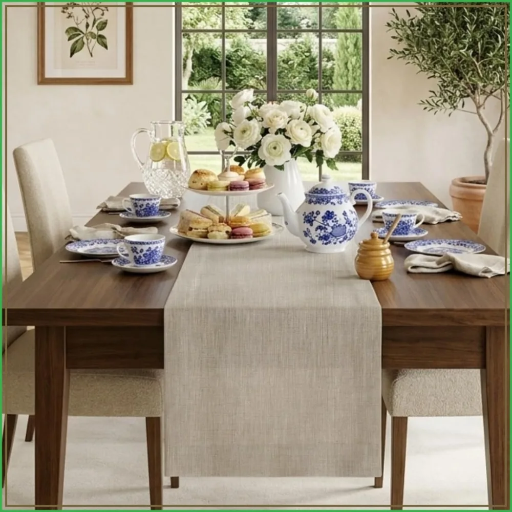 

Classic Linen™ Natural Table Runner 72 Inches Long, 100% Pure Linen, 14 x 72 Inch for Dresser, Dining, Summer, Father's Day