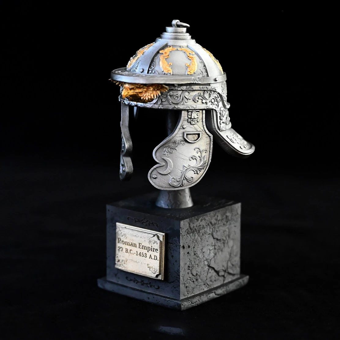 120MM Roman Soldier Helmet Handmade Epoxy Resin Miniature Figurine Desk Ornament Gift
