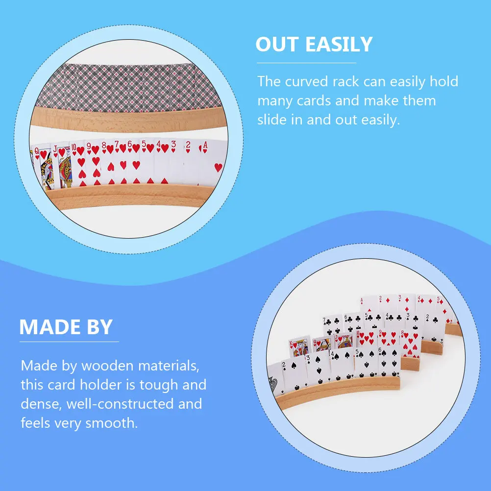 Soporte de Madera para Cartas de Juego, Estante de Mesa de Haya, Exhibidor de Mazos, Estuche para Cartas de Póker, Construcción Densa y Lisa
