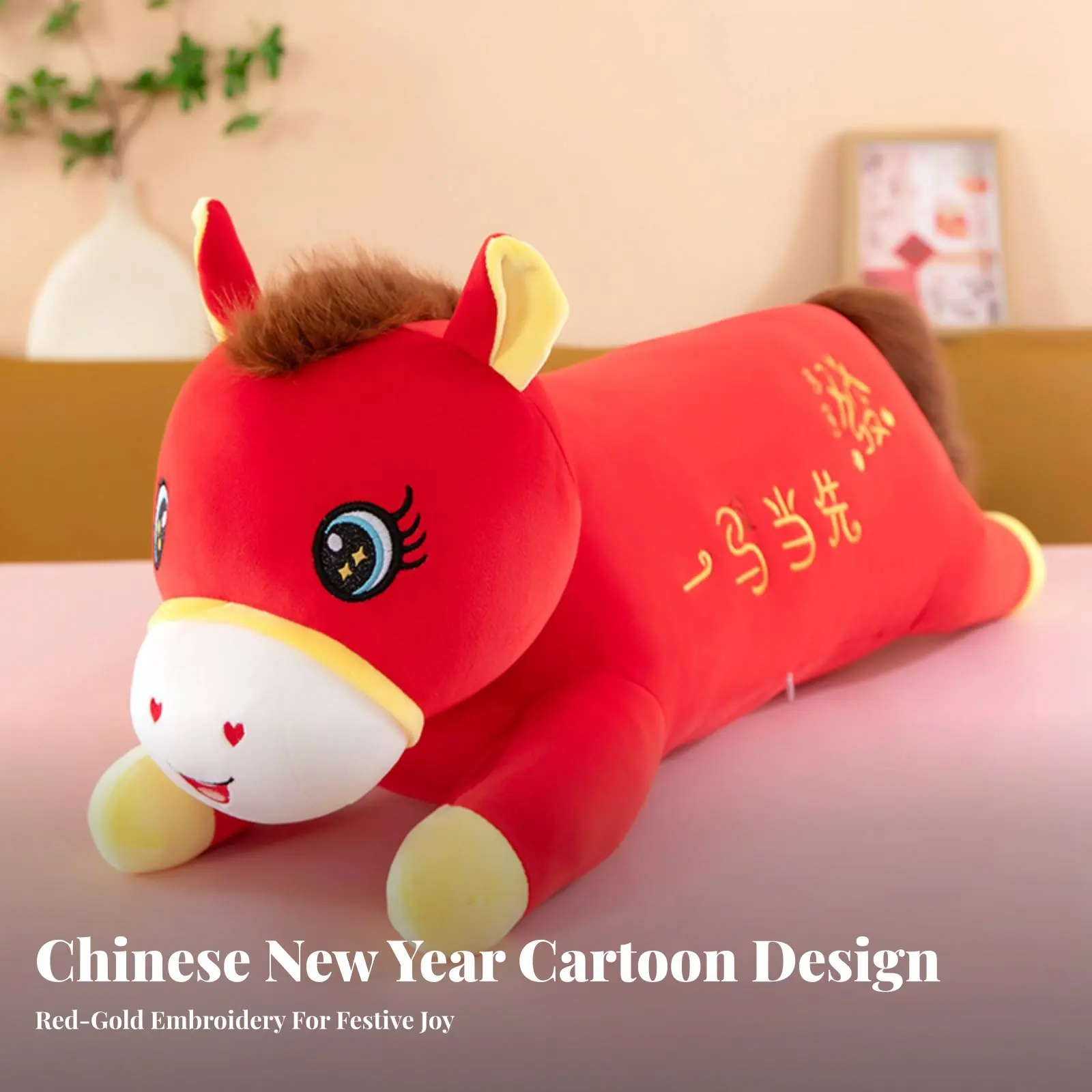 

Long Horse Full-Length Pillow Auspicious Design Long Horse Soft Toy Toy Horse Plush Support Pillow Pillow Super-Soft Large Horse