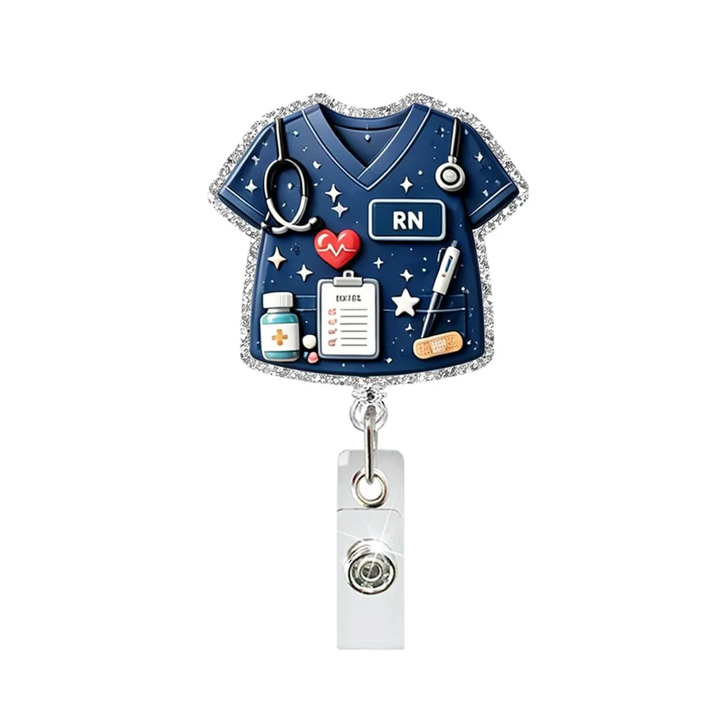 Uniform Badge Reel Glitter  Badge Reel Glitter Acrylic Id Holder Delicate Rotatable Id Holder For Office Staff