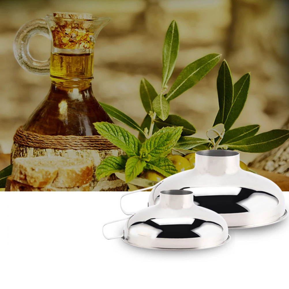 

Large Diameter Stainless Steel Funnel Wide Mouth Kitchen Tool for Food Jam Pickle Filling Smooth Handle Dishwasher Safe L Silver