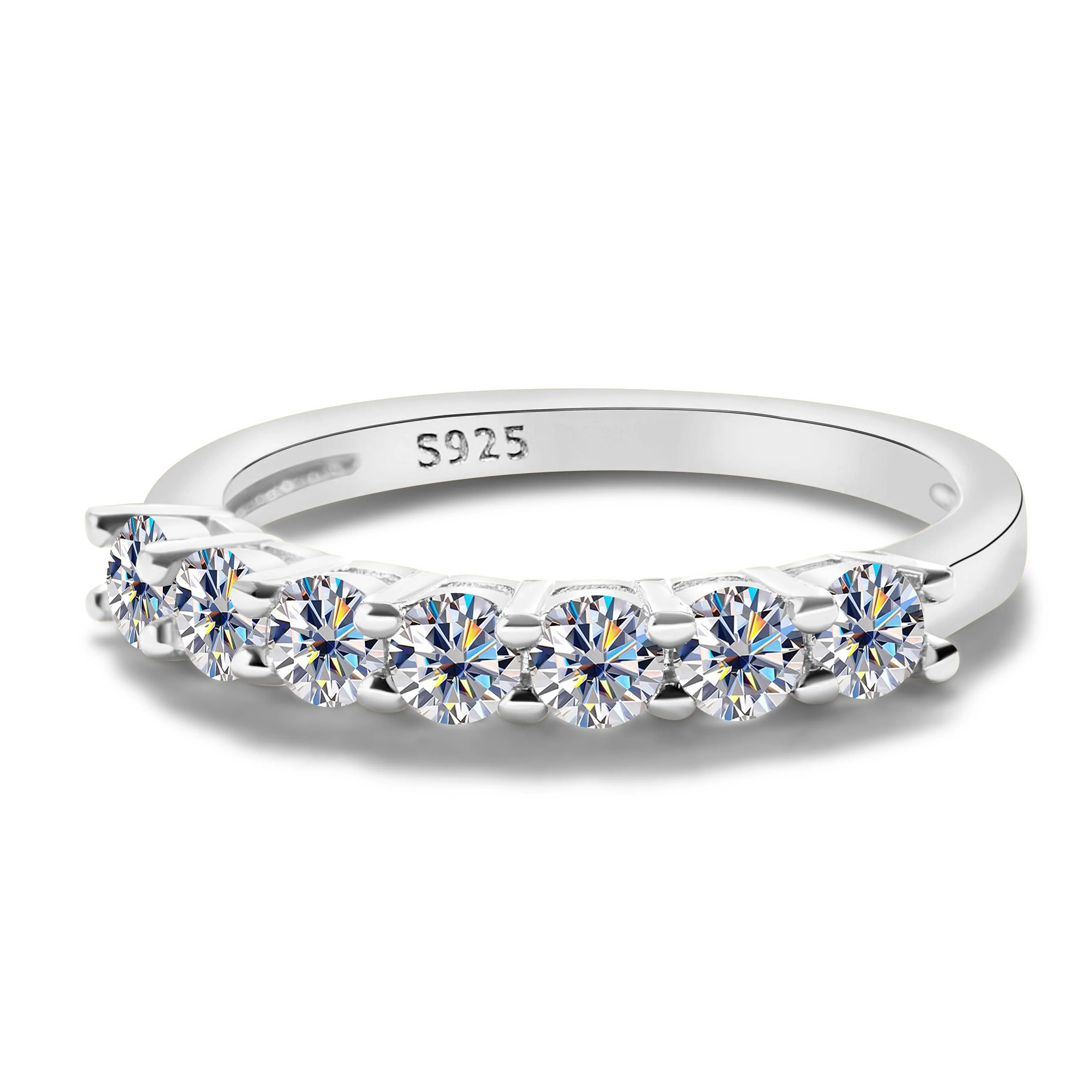 3 mm x 7 Stück runder Moissanit-Ring, 18 Karat Weißgold vergoldet, 925er Sterlingsilber, edler Schmuck, Hochzeit, Verlobungsringe für Damen und Herren – Detail 9