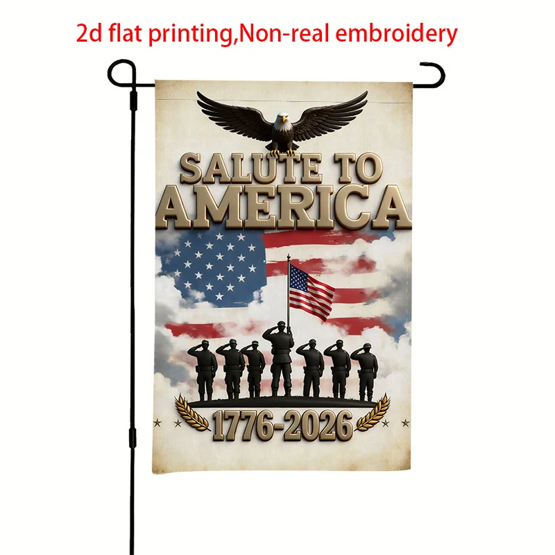 1pc 2D Flat Printing Salute to America Garden Flag | Polyester, Multiple Sizes, Machine Washable Suitable for Outdoor