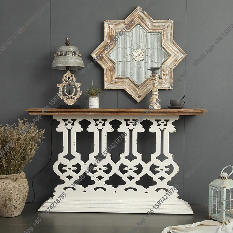 French light luxury entrance table, wedding photography, decoration table, living room table, café, retro old storage table