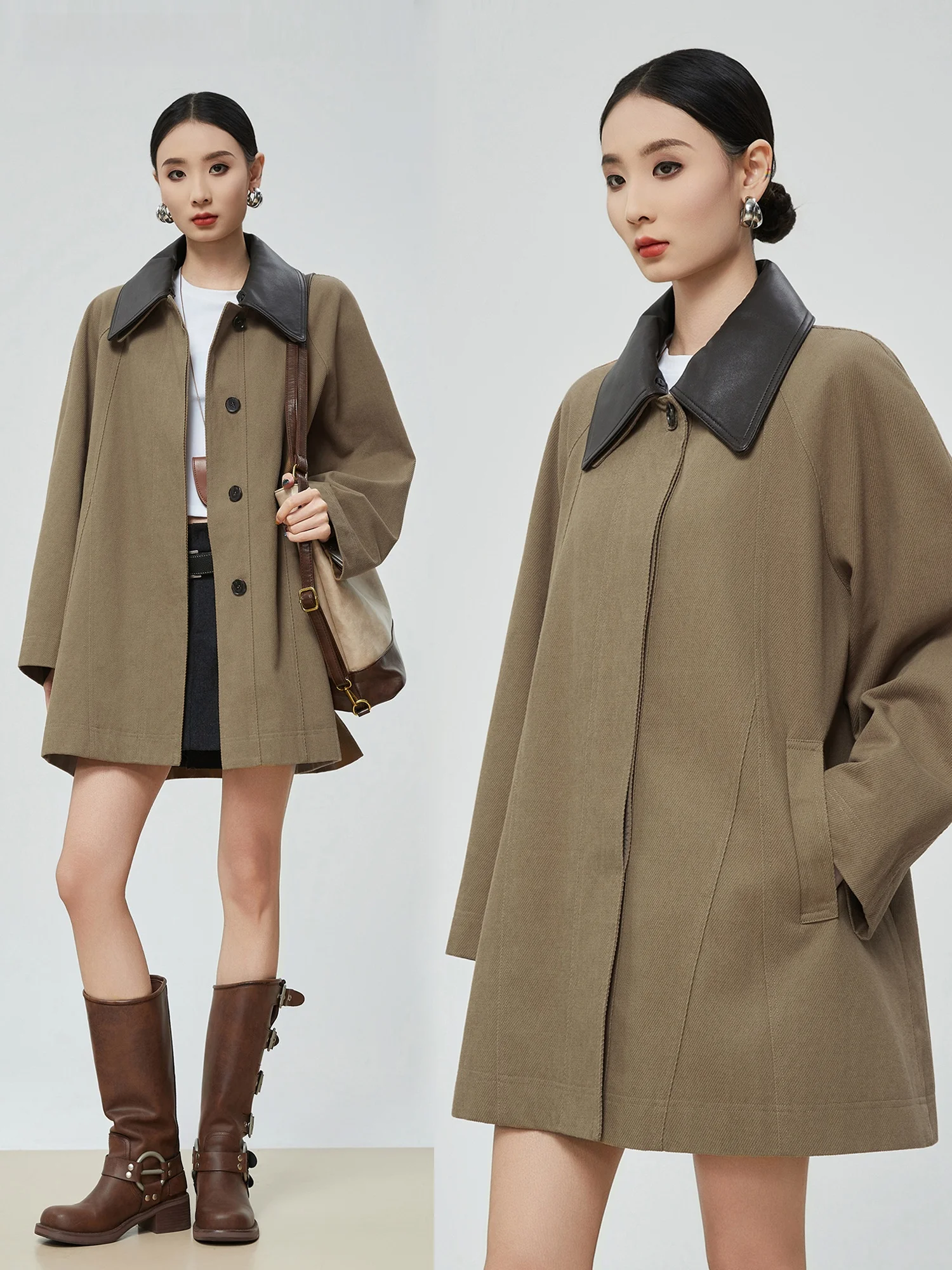 

Женская ветровка Barn Sle Color Blo с воротником, свободного кроя, модная, для ранней осени, верхняя одежда, элегантная, с длинными рукавами