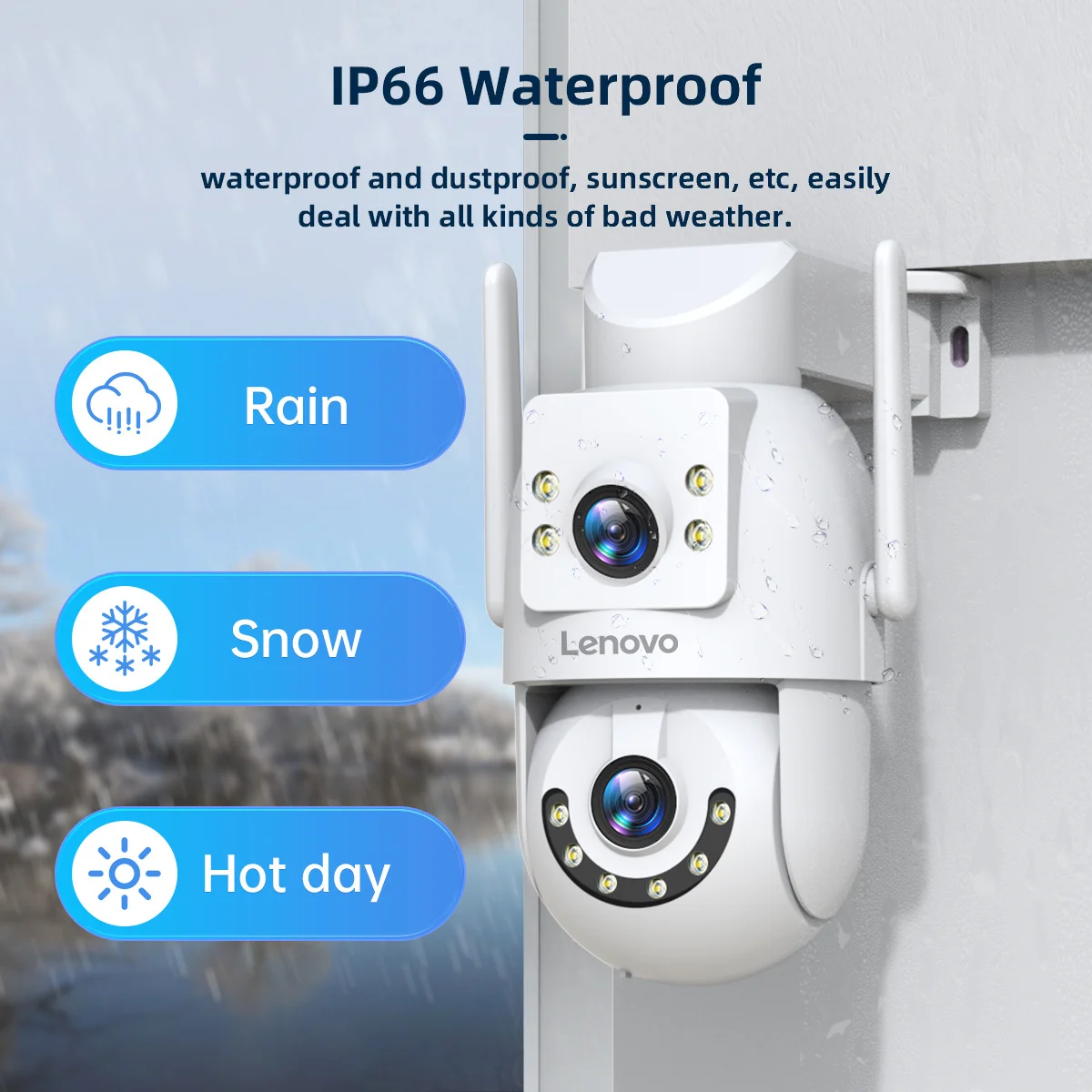 كاميرا لينوفو الأمنية الخارجية 4K HD IP مع عدسة مزدوجة PTZ اللون للرؤية الليلية CCTV حماية المراقبة بالفيديو