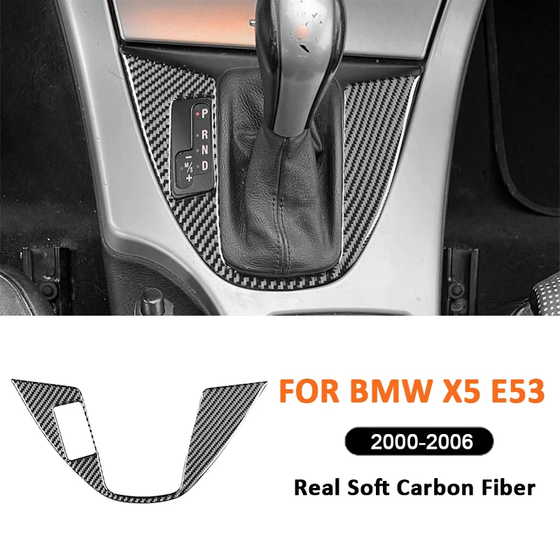 

For BMW X5 E53 2000-2006 Carbon Fiber Car Accessories Central Console Gear Shifter Panel Frame Trim Cover Decoration Sticker