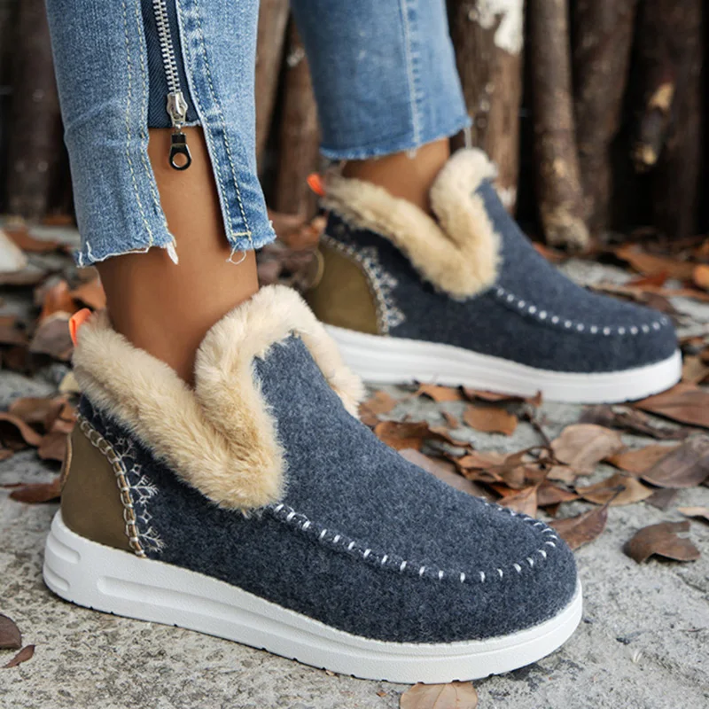 Snow Women Boots Platform Keep Warm Ladies Shoes Slip On Shoes Woman Casual Ankle Boots New Plush Botas Mujer Winter Footwear