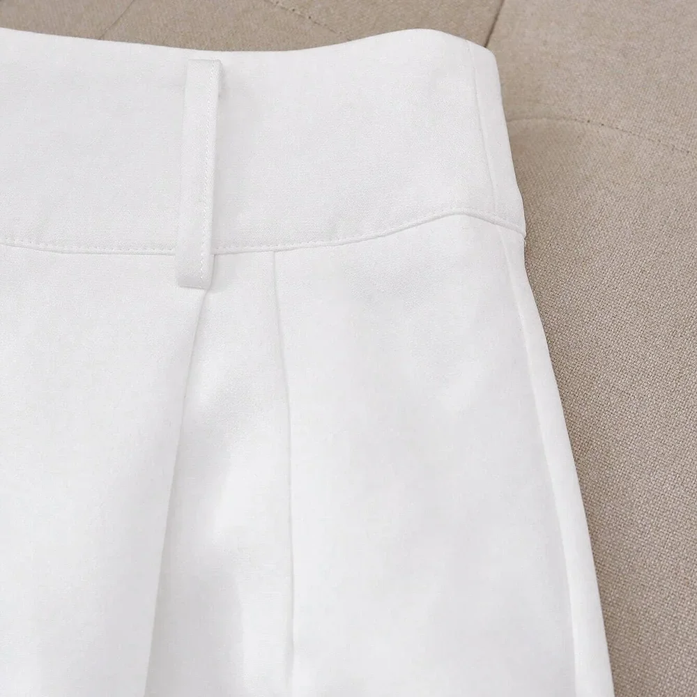 Женские плиссированные шорты с высокой талией, осенне-зимний повседневный офисный наряд, элегантные шикарные шорты с широкими штанинами на заказ