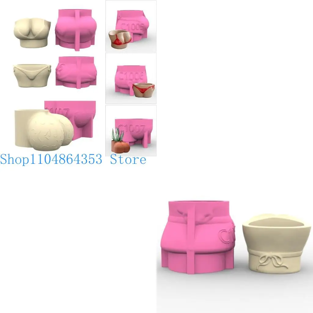 

652F Reusable Body Art Silicone Planter Mold With Detachable Design For Epoxy Resin Plaster Pen Holder Making