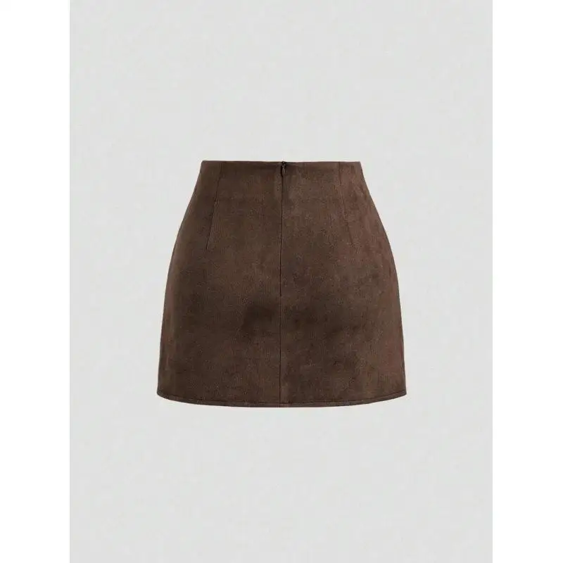 mid Waist Faux Suede  Skirt Cross-Border Short Skirt Suede Fabric Batwing Style Women's Winter Fashion Skirts