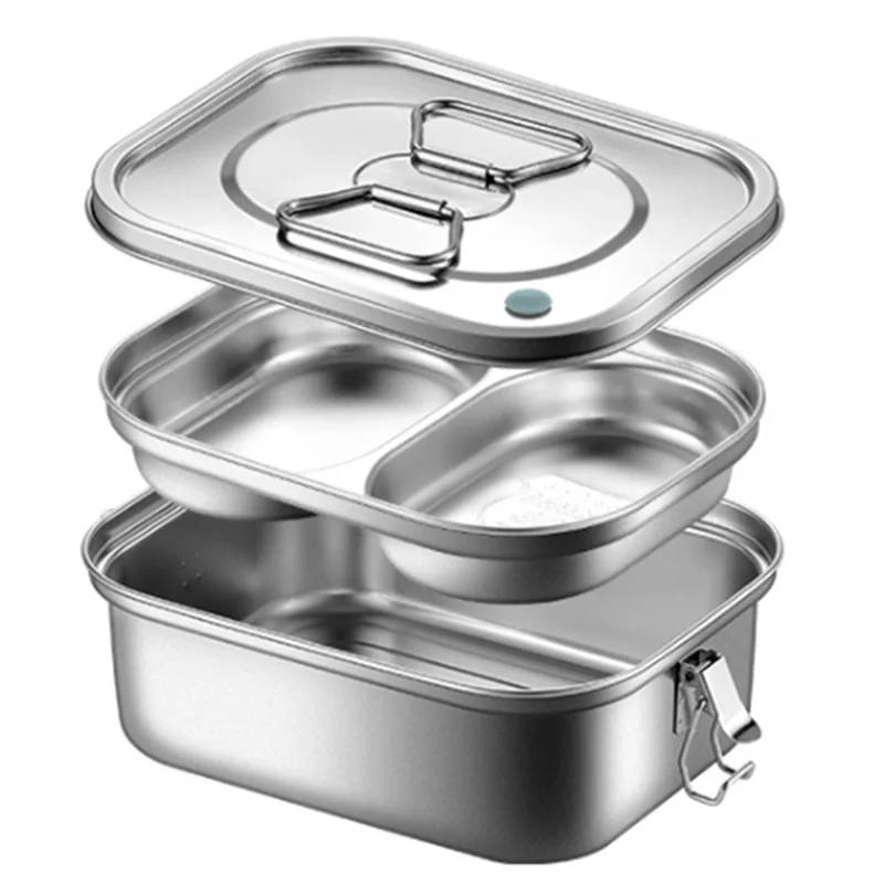 

ABUN-2X Stainless Steel Lunch Box Metal Bento Box Snack Food Container Outdoor Storage Box Lunch Box For Kids