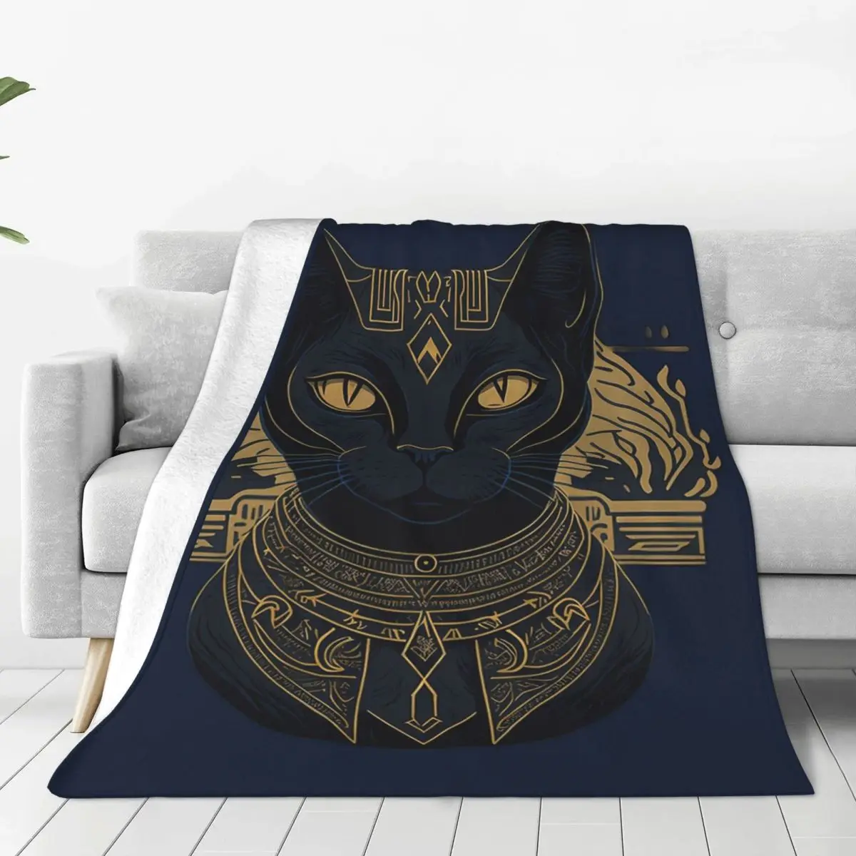 Egyptian Goddess Bastet Art Of Ancient Egypt Black Cute Funny Cat Vintage Myth Retro Pharaonic Blankets Throw Blanket Plush