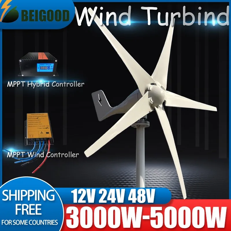 

5000W 12V-48V Horizontal Wind Turbine With More Powerful Free Electricity Low Speed Low Noise For Small Household Farms for You