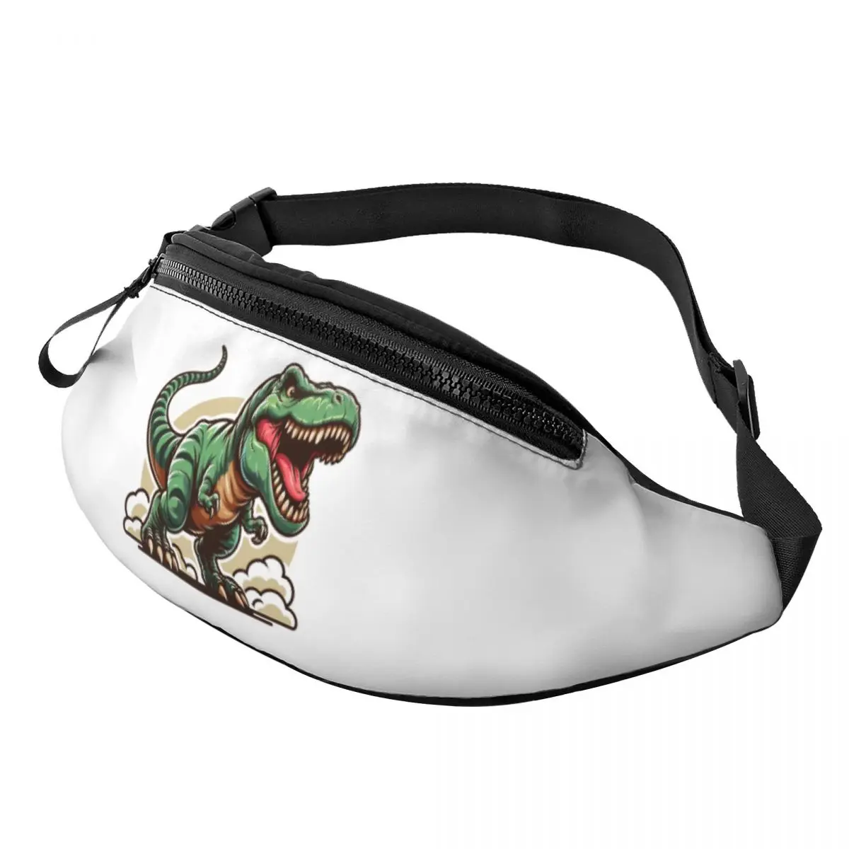 Custom Casual Wild T-rex Dinosaur Roars Fanny Pack Men Women Dragon Crossbody Waist Bag for Running Phone Money Pouch