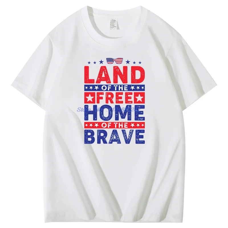 Land Of The Free Home Brave Graphic T Shirts Fashion Tees Tops Summer Cotton O-Neck New Shirts And T-Shirts Unisex Print T Shirt