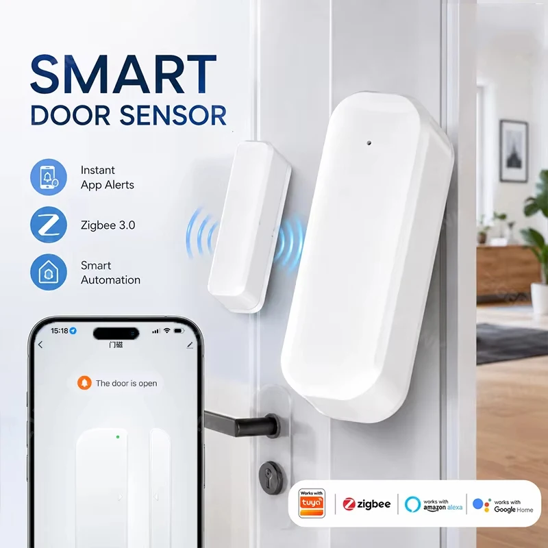 Zigbee Door Window Sensor Smart Security Alarm Open Closed Detectors Home Anti-theft Door Contact Sensor For Tuya Google Alexa
