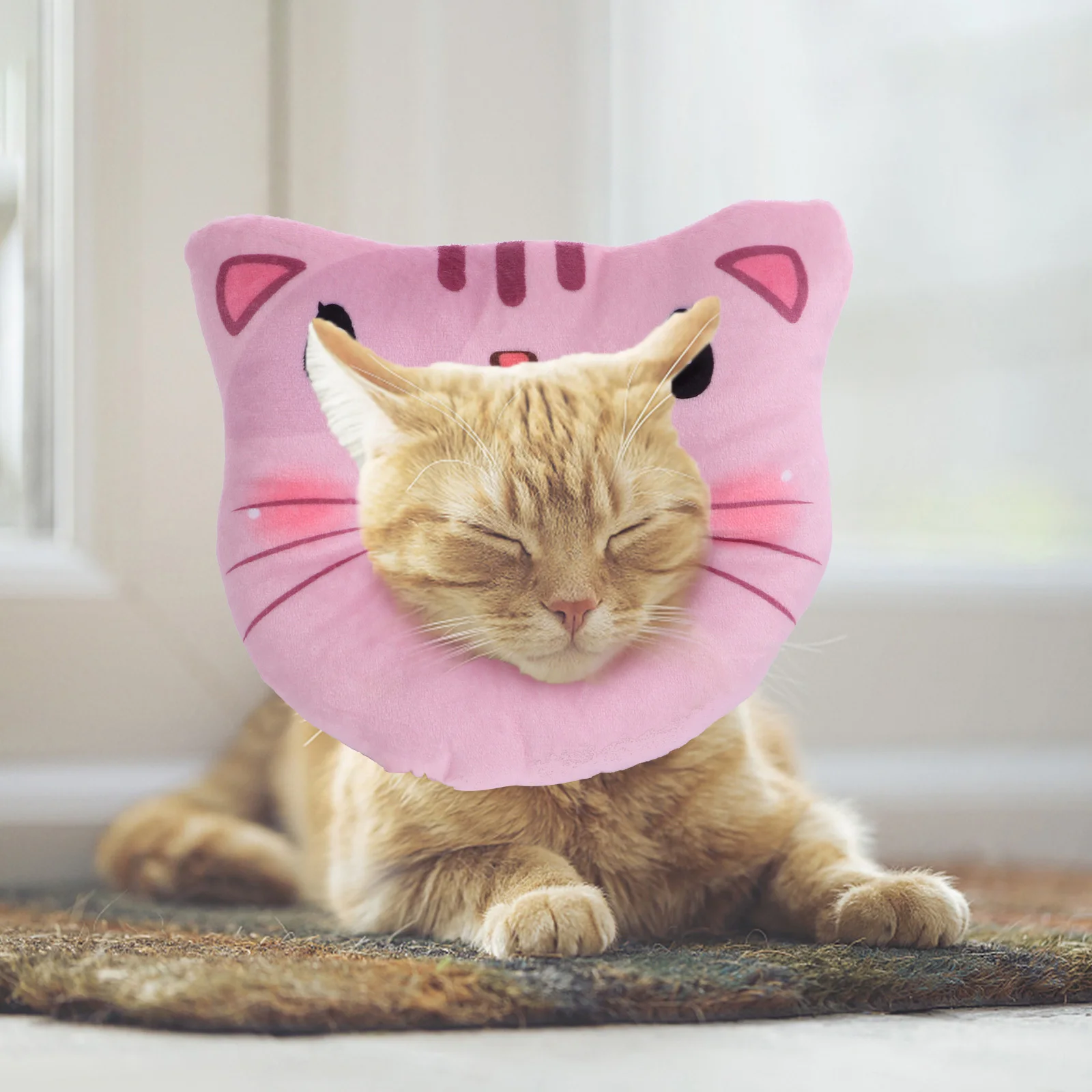 

Cat Recovery Collar Adjustable Comfortable Cotton Neck Cone for Pet Kitten Pain Relief After Surgery Recovery Cone Collar