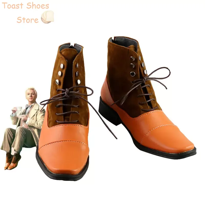 Aziraphale-Chaussures de Cosplay en Cuir PU, Bottes de ixd'Halloween, Accessoire de Costume