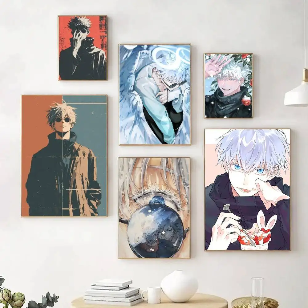 Anime J-Jujutsu Kaisen Cool Gojo Satoru Manga Posters Fancy Wall Sticker for Living Room Bar Decoration Wall Decor