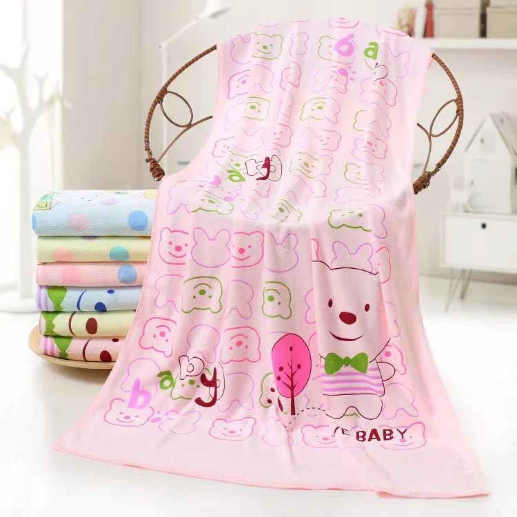 70*140cm Cartoon Bear Microfiber Bath Towel Large Quick Drying Soft Baby Kids Absorbent Wrap Cute Kawaii Women Beach Towels New