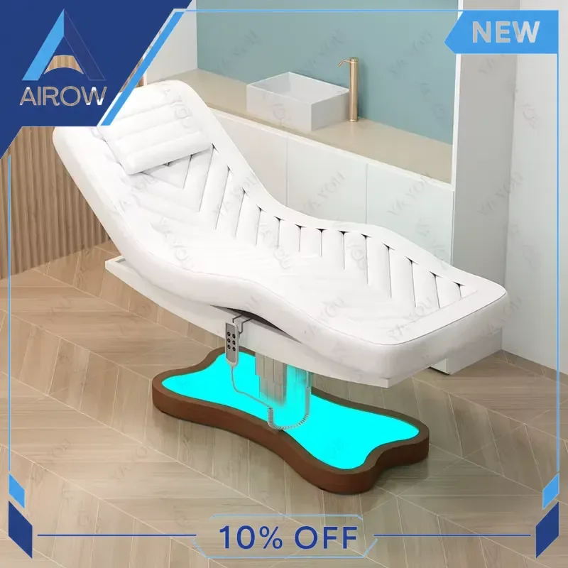 for Luxury Electric Massage Bed 3 Motor Facial Beauty Table with Light White Adjustable Spa Bed for Salon Home Use