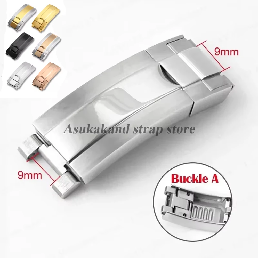 9x9mm 9X16mm Watch Buckle for Rolex DAYTONA SUBMARINER GMT Watch Band Clasp Stainless Steel Fine-tuning Pull Button Buckles