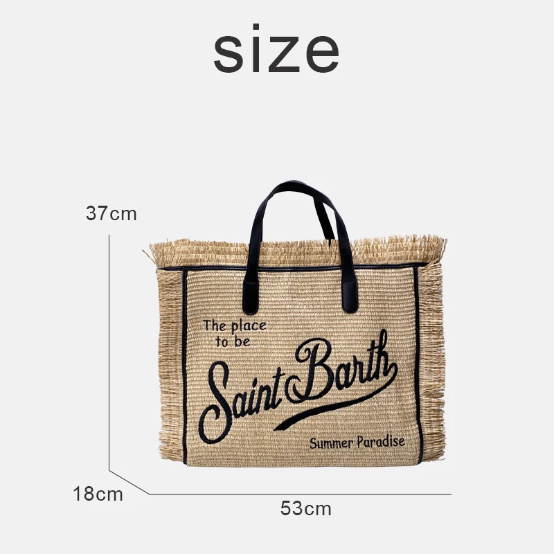 Beach Straw Tote Bags For Women Luxury Designer Handbags Purses 2024 New In Papyrus Letters Tassel Top Handle Underarm Shoulder