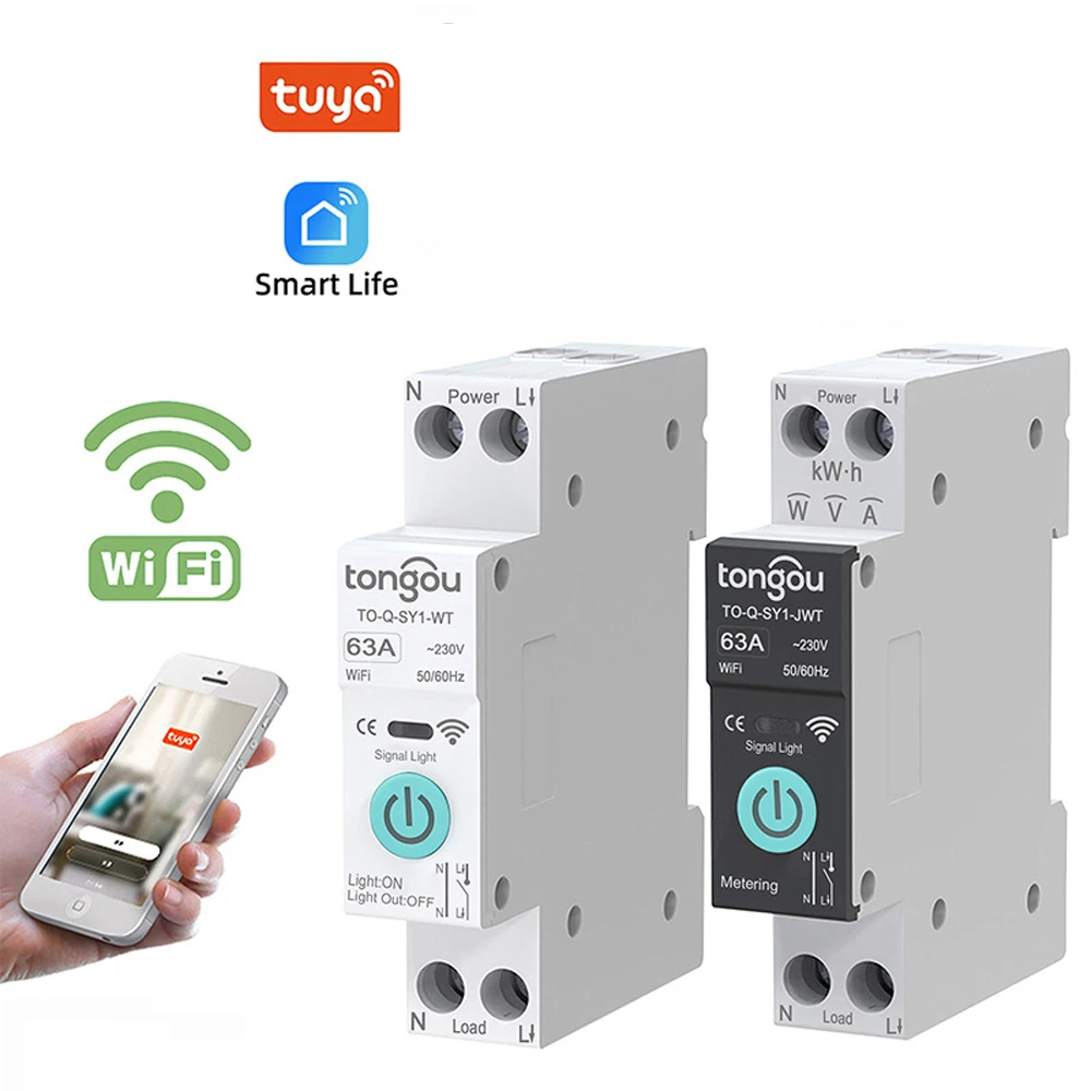 

TUYA WiFi Smart Circuit Breaker Switch 1P 6A 10A 16A 20A 25A 32A 40A 50A 63A Smart Home Wireless Remote Control WiFi Switch