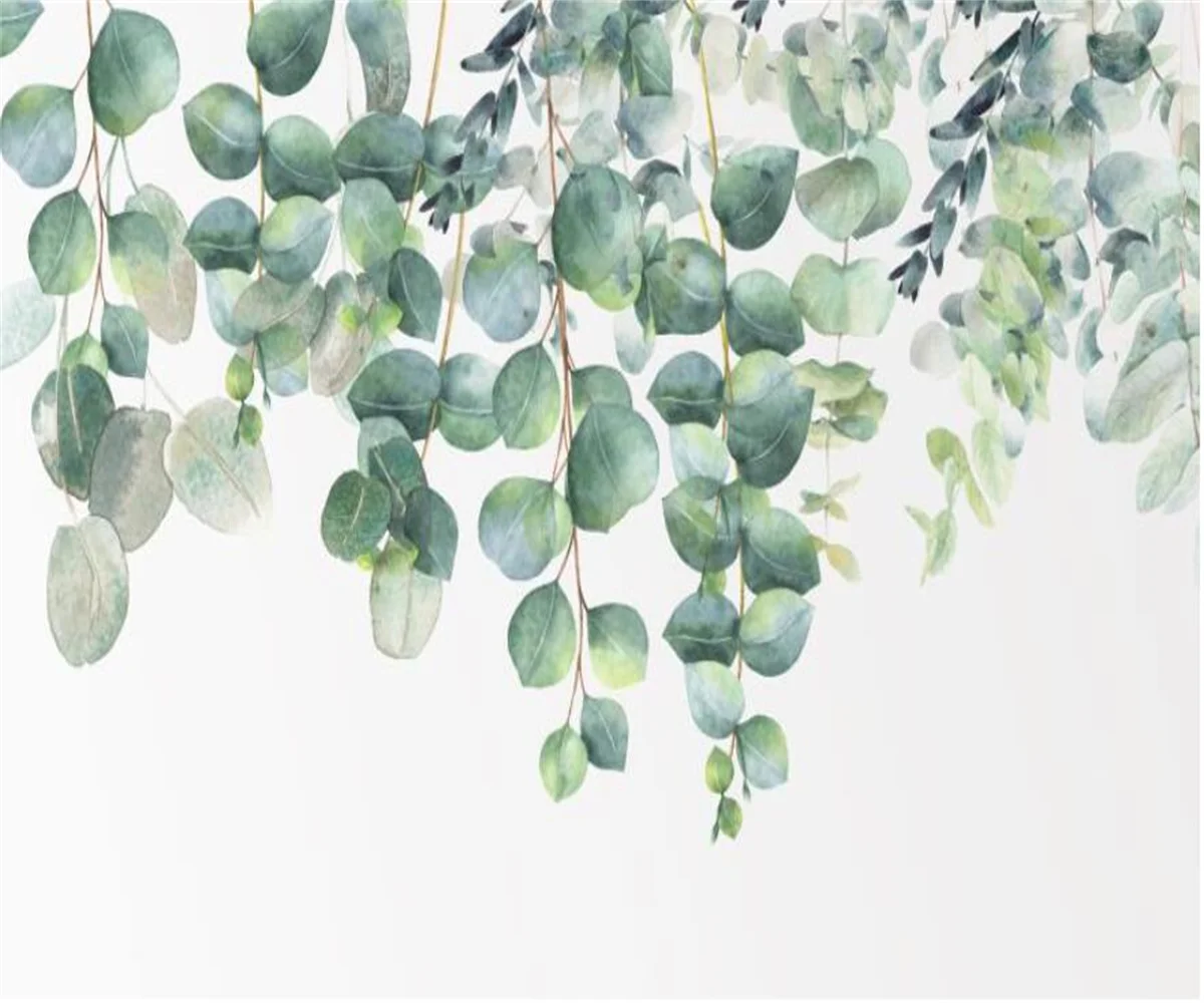 Customized size wallpaper, tropical plants, leaves, flowers, butterflies, murals, branches, leaves, hanging strips 3d wallpaper