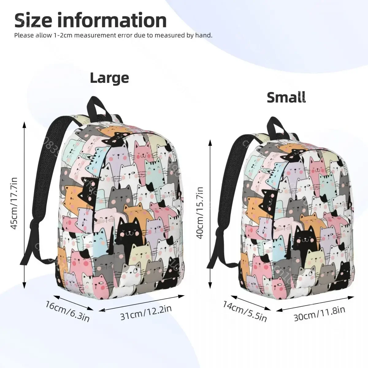 Cat Land Backpack Kawaii Pet Animals Boy Girl Polyester Travel Backpacks Durable Funny High School Bags Rucksack