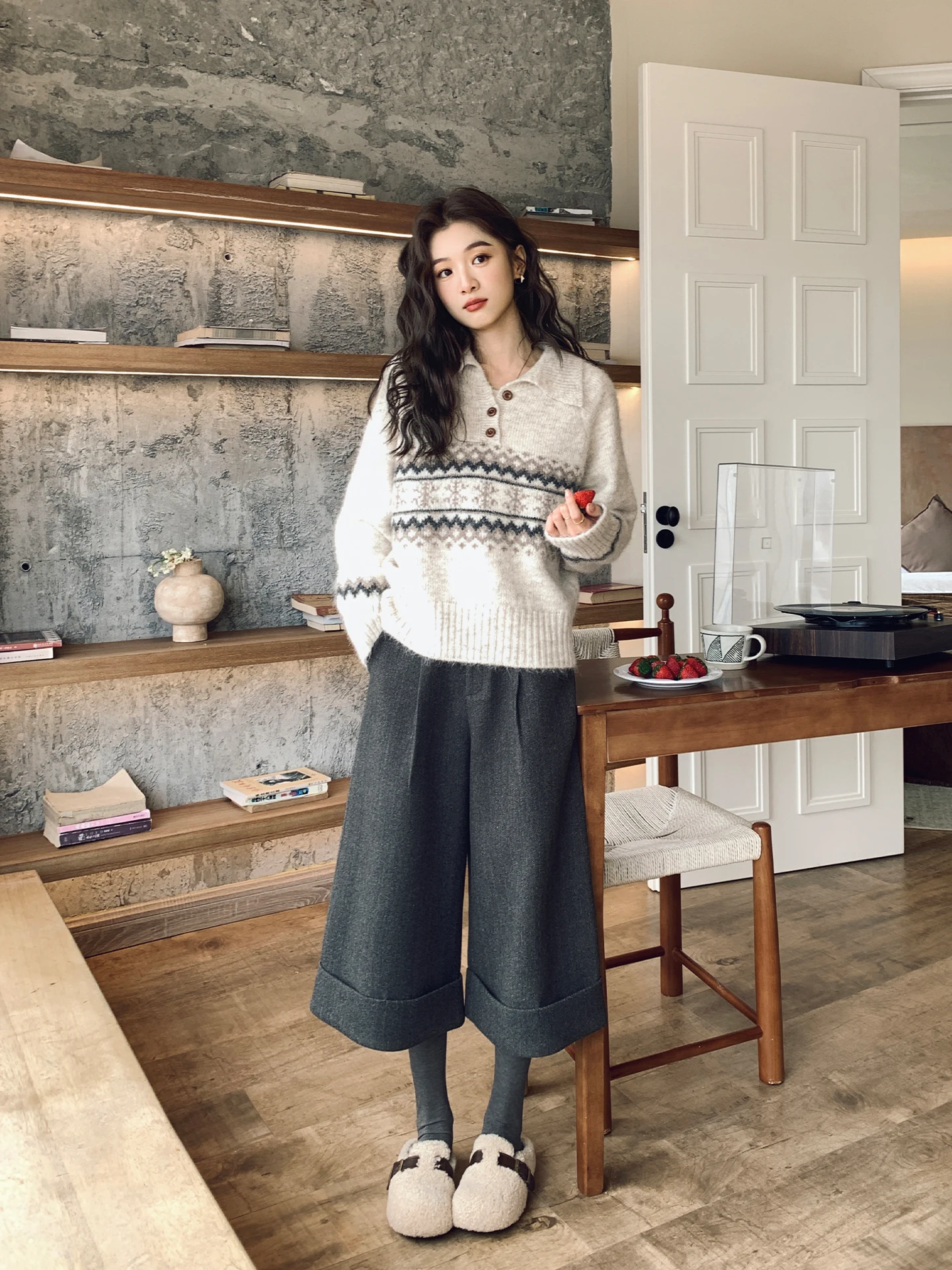 

Soft Oaeal Ne Knitwear Winter Loose Fit Versatile Lazy Sle Women's Sweater Commute Ci Walk Travel Casual Home