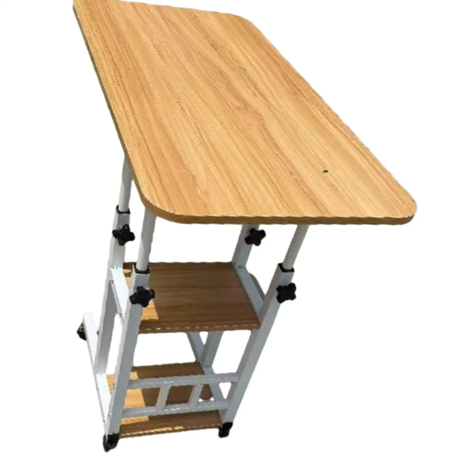 Portable Bedside Table with Wheels Height Adjustable Durable Desk for Living Room Bedroom Study Space