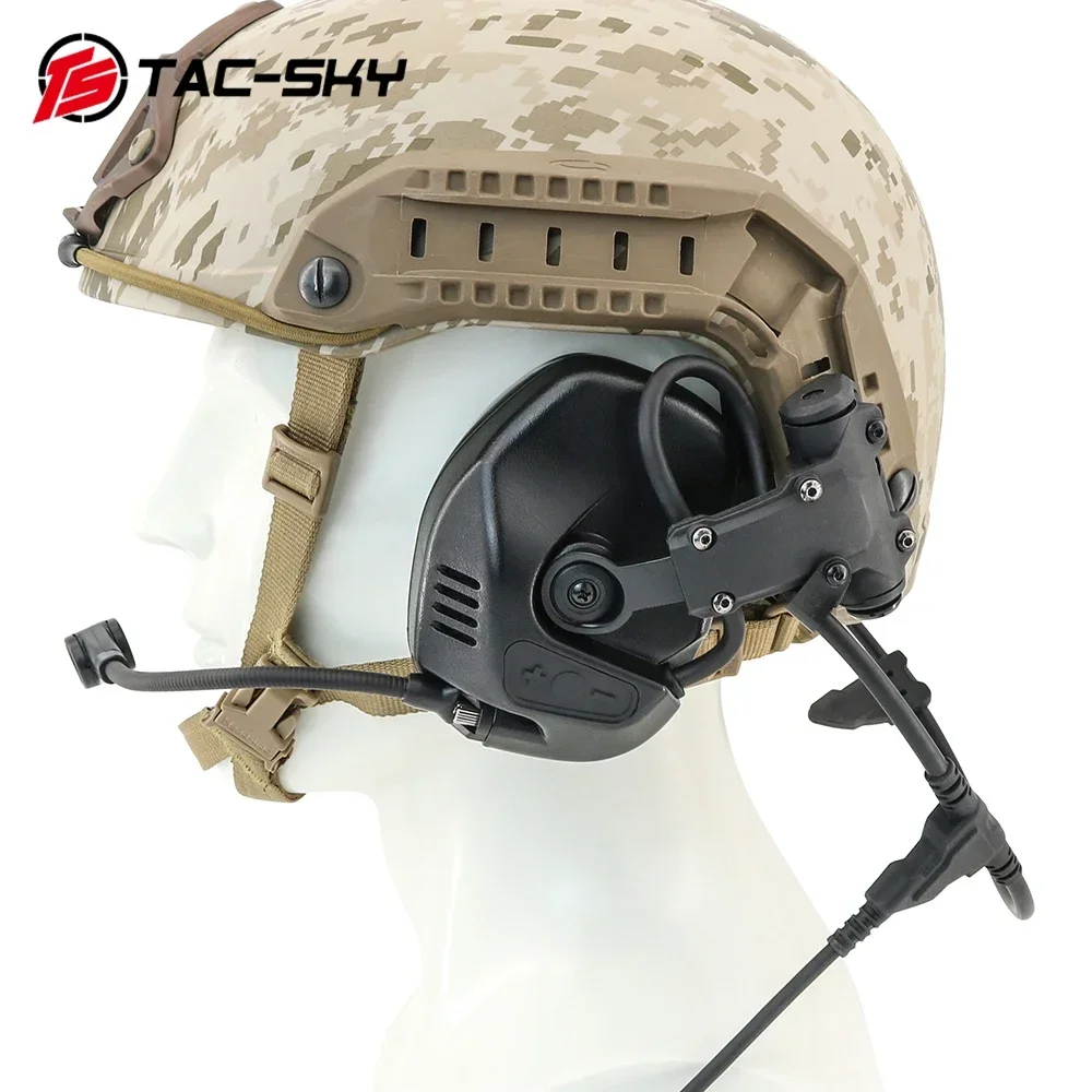 TS TAC-SKY Tactical Electronic Noise-Canceling Pickup RAC Headset for Tactical Helmets ARC Track FAST/ACH/MICH Series Helmets