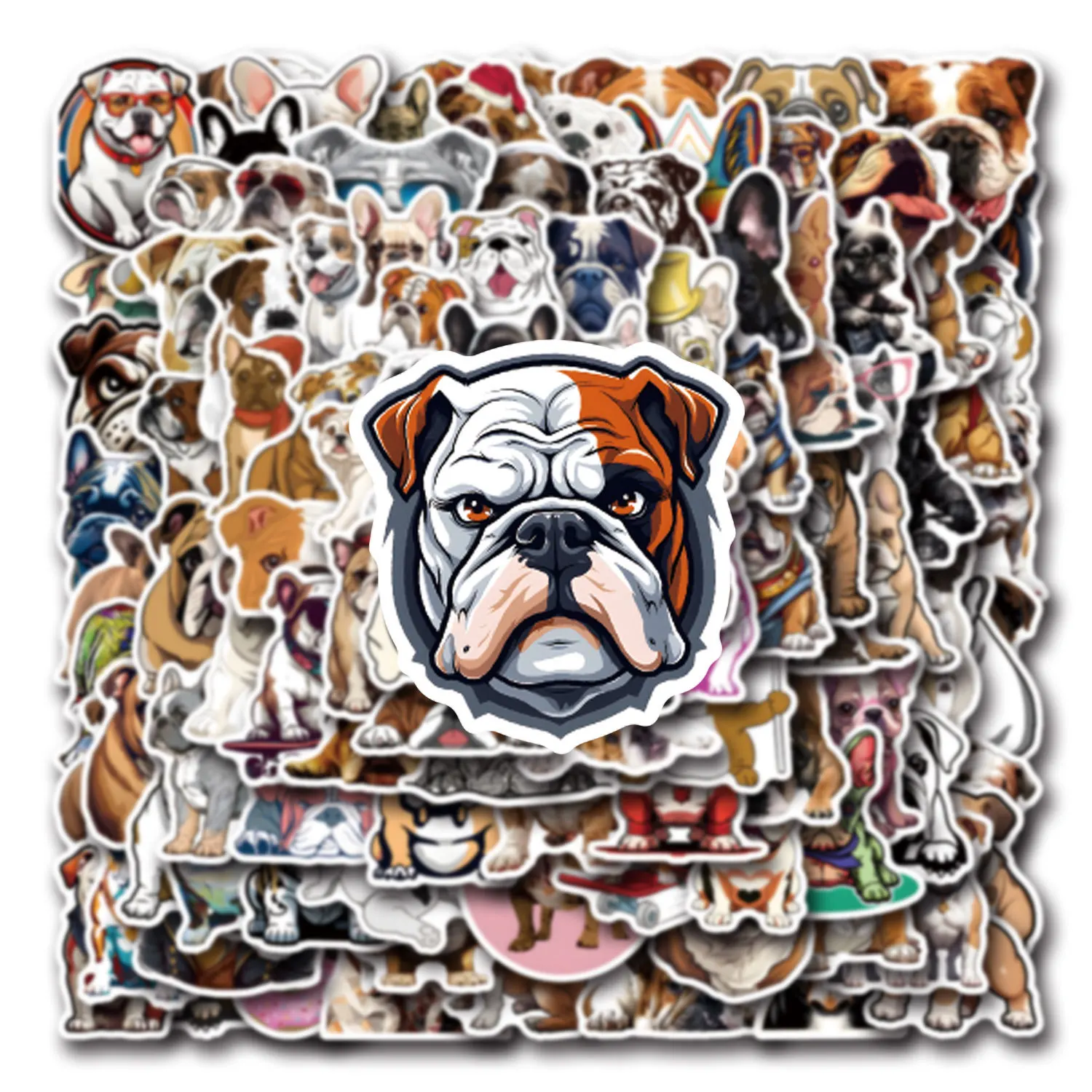 

110PCS Bulldog French Bulldog Cute Pet Cartoon Animals DIY Decorative Guitar iPad Suitcase Gift Waterproof Stickers Kids Toy