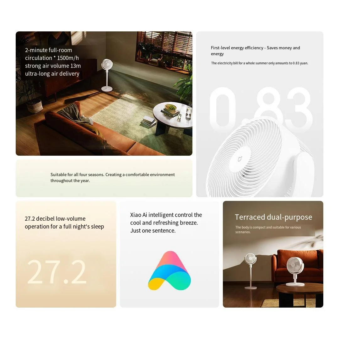샤오미 스마트 스탠딩 선풍기 강풍 저소음 AC 주파수 변환 전기 선풍기 미지아 앱 무선 제어 타이밍 선풍기