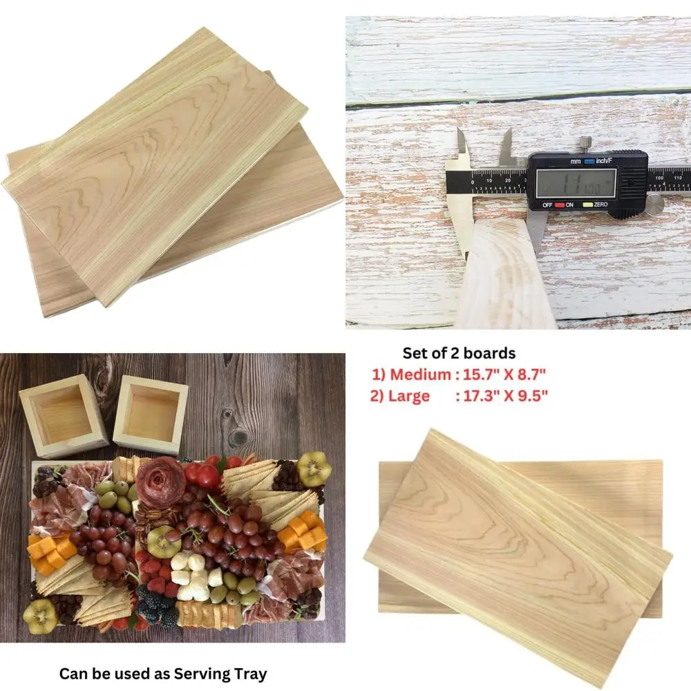 

Hinoki Cypress Wood Cutting Board Set, 2-Piece, 1-inch Thick, Reversible for Chopping and Serving