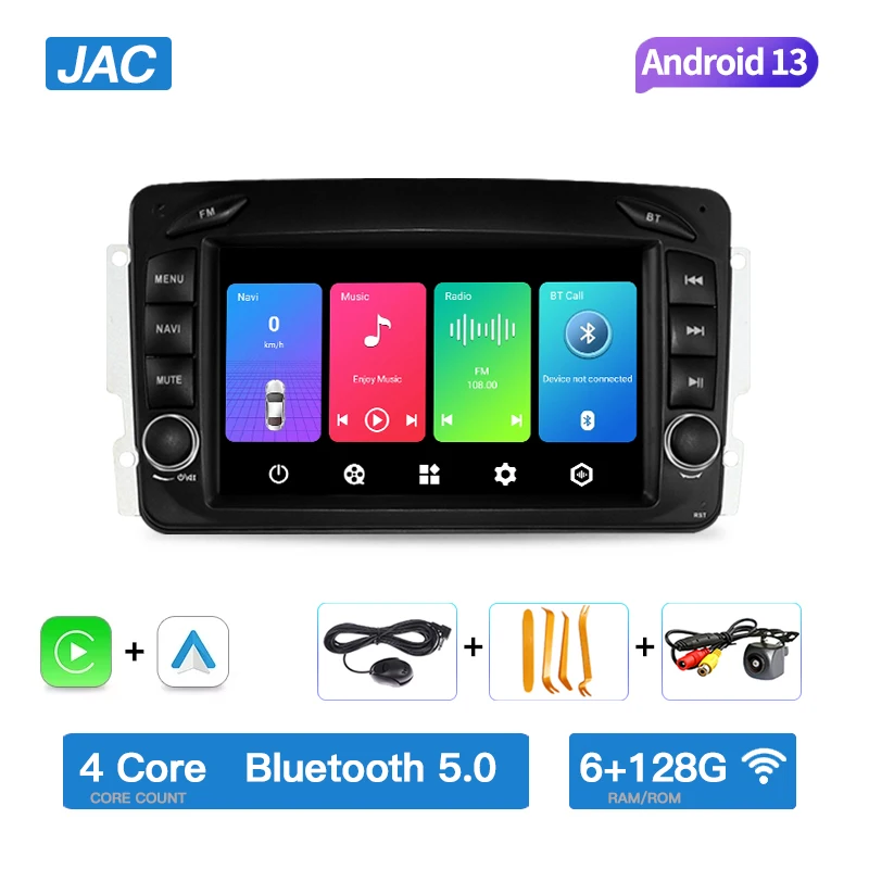 Android autoradio multimediasysteem voor Mercedes Benz CLK W209 G W463 C208 W208 Vaneo CLK W209 met CarPlay, Auto 4G Wifi navigatie