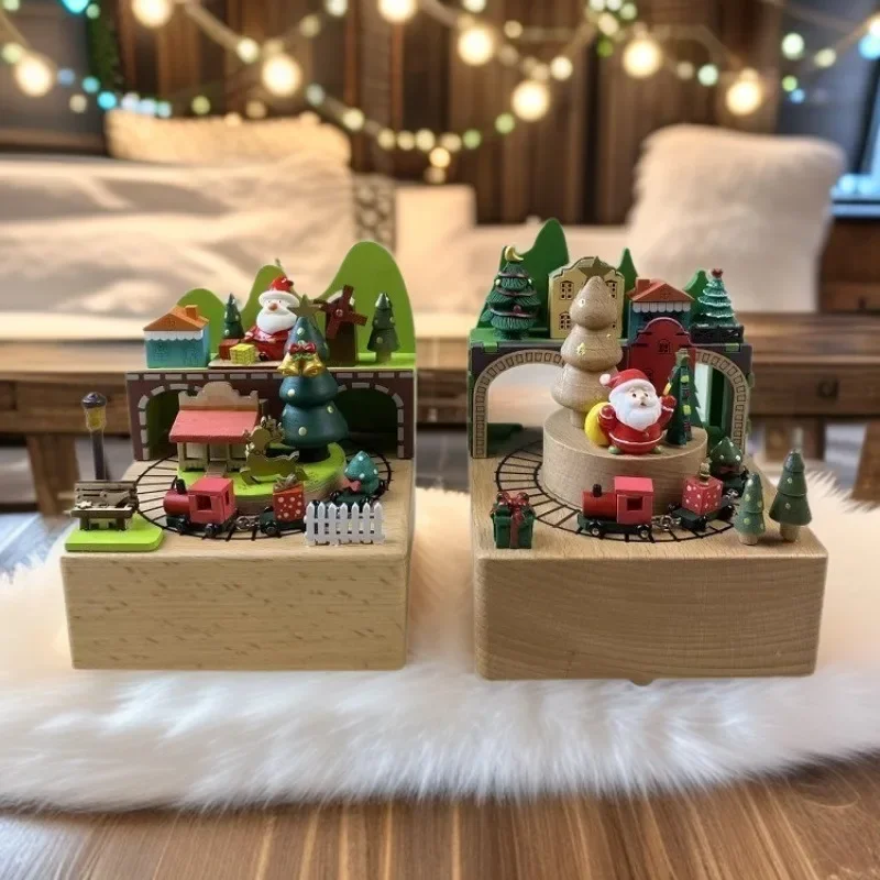Country Music Box Wooden Crafts Creative Christmas Gifts Christmas Music BoxGoods in stock